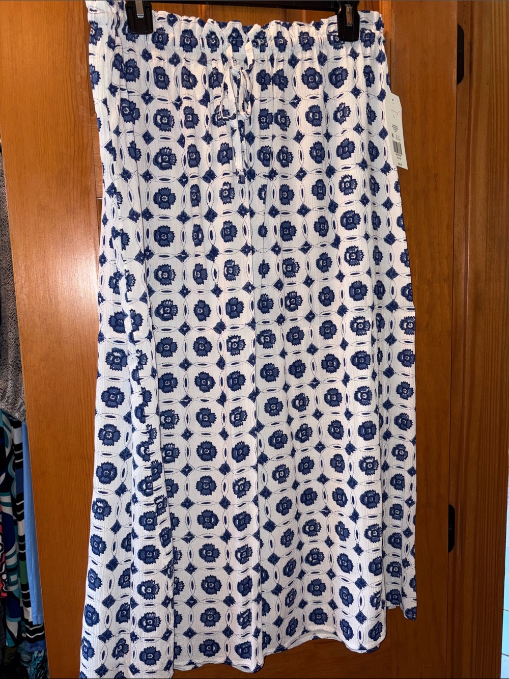 Wonderly White and Blue Printed Maxi Skirt